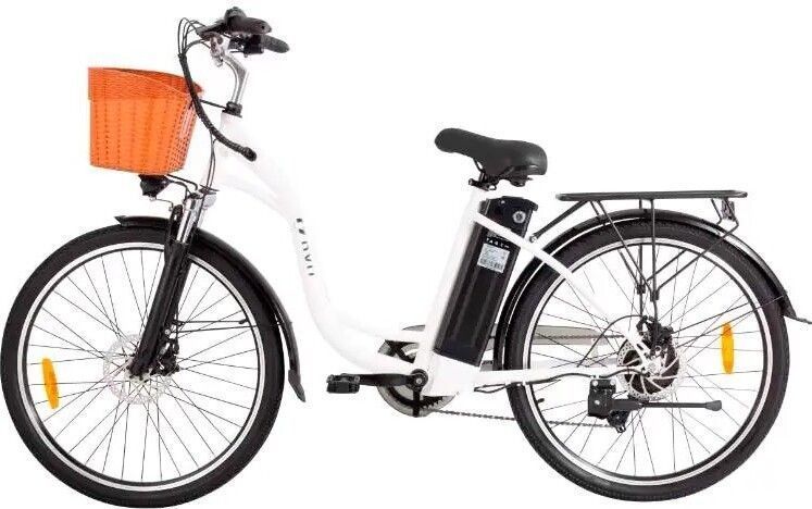 Электровелосипед городской DYU C6 (350 Вт; 12,5 А/год; 36 В), колеса 26", з ручкой газа, белый 3798 фото
