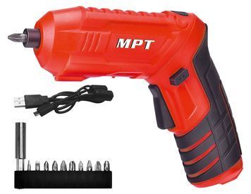 Отвертка аккумуляторная поворотная MPT 4 В Li-ion 1.5 Ач 250 об/мин 3.5 Нм реверс USB аксесуары 10 шт MCSD4006.1 9881 фото