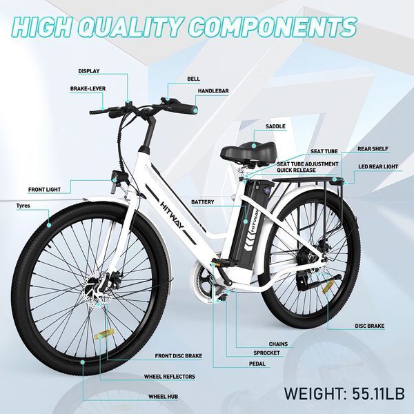 Електровелосипед HITWAY BK8S (250 Вт; 12 А/год; 36 В), колеса 26", чорний 7110 фото