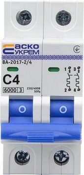 Автоматический выключатель УКРЕМ ВА-2017/С 2р 4А АСКО A0010170036 фото